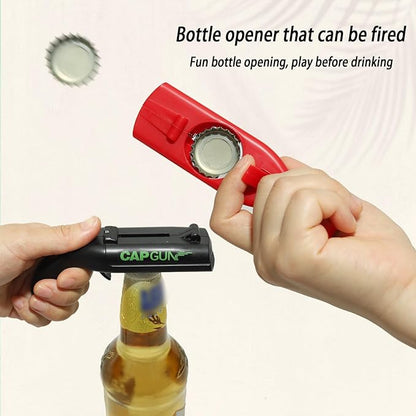2PCs Cap Gun Bottle Opener - Fun and Functional Novelty Beer Bottle Opener with Realistic Design, Gift for Beer Lovers, Parties, and Themed Events (Black-Red)