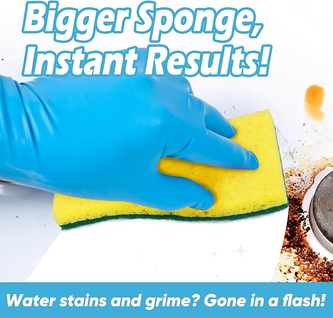 AIDEA XL Scrub Sponges 6Count, Heavy Duty Sponges for Dishes, Extra Large Sponge for Cleaning Kitchen and Household, Heavy Duty Sponge Safe for Non-Coated Cookware, Cleaning Power for Bathroom, House - Image 3