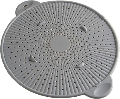 Silicone Splatter Screen, Multi-Use Kitchen Tool, Protect Stovetop and Counters, 3-in-1 Silicone Kitchen Trivet, Splatter Screen, and Colander Lid, Gray by Simply+Served