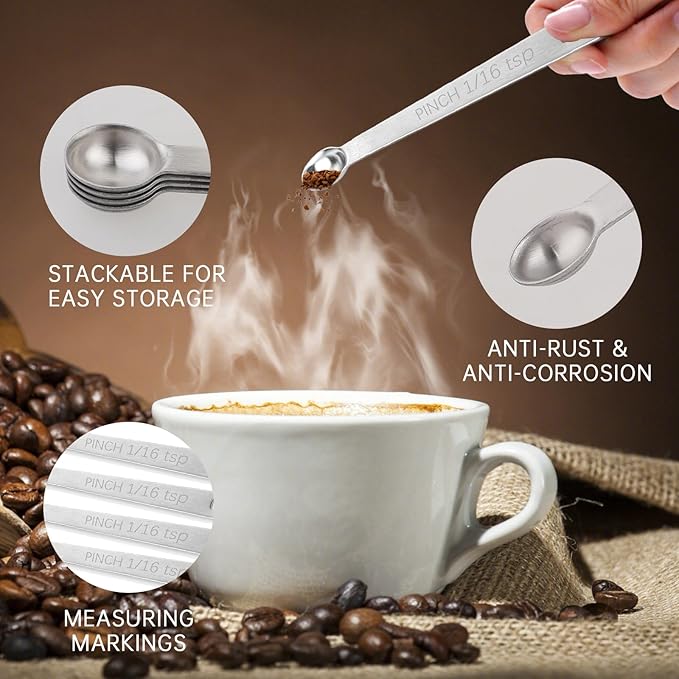 4 PCS 1/16 Teaspoon (1/16 Tsp | 0.33 mL | 0.33 cc) Single Measuring Spoon, Stainless Steel 1/16 Tsp Small Measuring Spoon Mini Measuring Spoons - Image 3