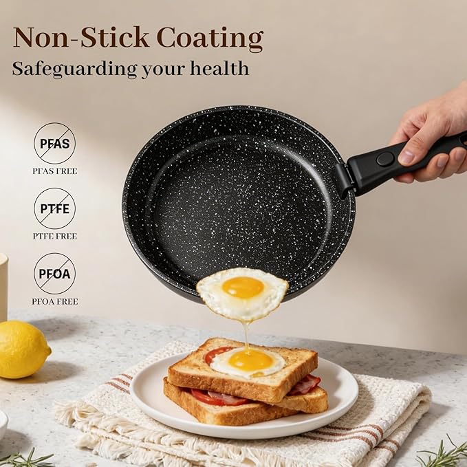 Pots and Pans Set - Non Stick 25 Pieces Cookware Set Pots and Pans with Detachable Handles, Includes Pans, Pots, Utensils, Trivets for Hot Dishes, Lids, Space-Saving Cookware - Image 3