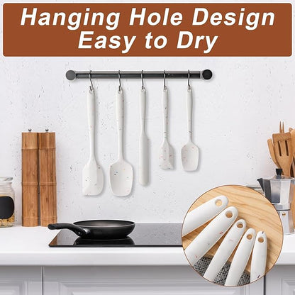 Silicone Spatula Set, 5 Piece Food Grade Rubber Spatulas for Baking, Cooking, and Mixing High Heat Resistant Non Stick Dishwasher Safe BPA-Free (Candy Color) - Image 4