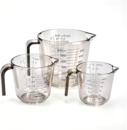 Measuring Cups Set, 3PCS with Pour Spout & Handle, Multi-Scale (cup | oz | ml) Stackable Liquid & Dry Plastic Measuring Tools for Baking Cooking, Essential Kitchen Gadgets (Coffee Brown) - Image 9