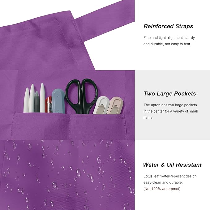 15 Pcs Adult Aprons Bulk with Pockets Adjustable Bib Chef Apron for Women Men Painting Cooking Crafting (S/L) - Image 2