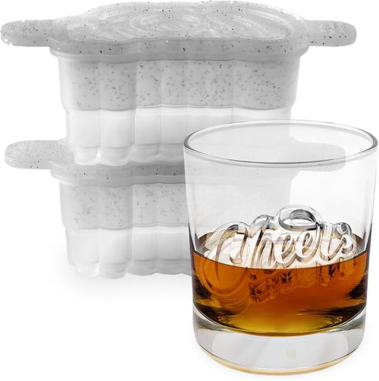 Tovolo Cheers Ice Mold Pack of 2 Craft Ice Cube Molds for Whiskey Bourbon Cocktails, Easy Fill No Leak Cheers Shaped Ice Cube Bar Essentials for Bartender Gifts Dishwasher Safe BPA Free Silicone by Tovolo