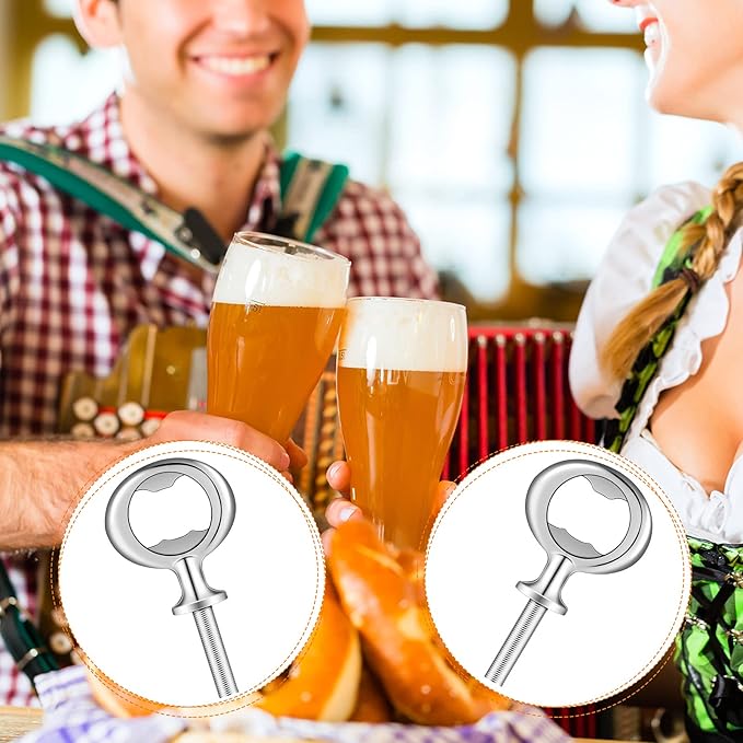 Cunhill 30 Pcs Metal Bottle Opener Blank Bulk Bottle Opener Inserts Parts Pieces Kit for Wood Craft DIY Project Turning Threaded Beer Hardware Turning Wedding Wine Party Ot Month (Silver) - Image 7