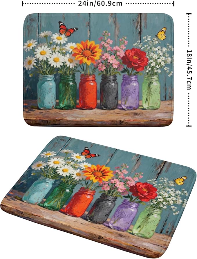 Dish Drying Mat for Kitchen Counter 18x24, Spring Summer Floral Decorative Absorbent Reversible Microfiber Kitchen Countertop Protector Dishes Drainer Pad - Image 2