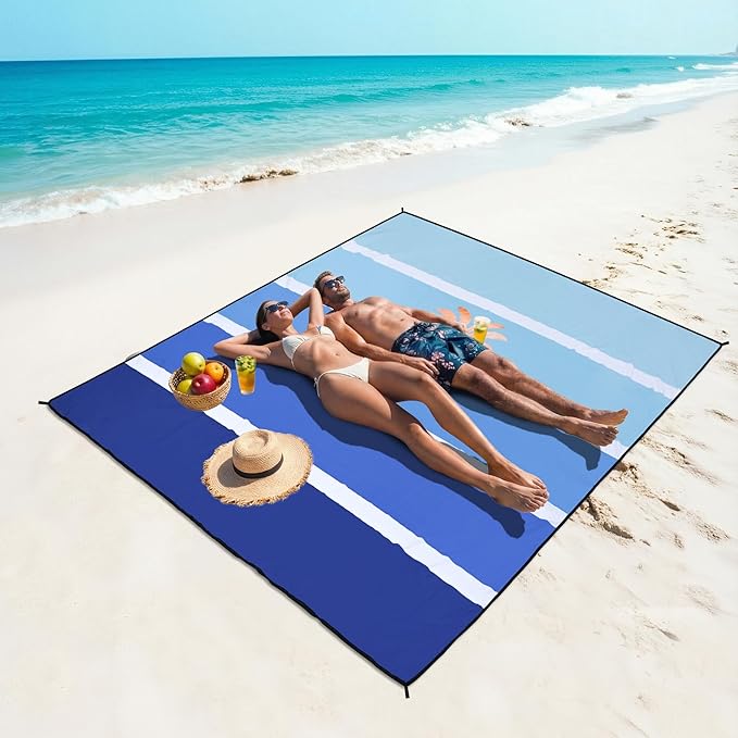 WIWIGO Beach Blanket Waterproof Sandproof Beach Mat 79" X 83"/10'x9'for 2-8 Adults Quick Drying Outdoor Picnic Mat Beach Accessories for Travel, Camping, Hiking - Image 6