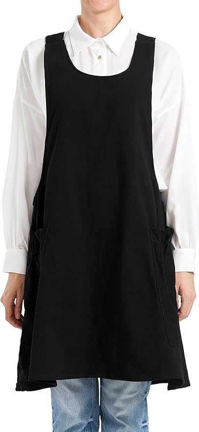 Cozy Adjustable Cross Back Aprons for Women with Pockets Cotton Linen Cooking Kitchen Baking