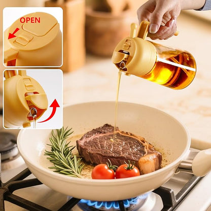 SWEET VIEW Oil Sprayer for Cooking, 16oz/470ml 2 In 1 Glass Olive Oil Sprayr & pourer for Kitchen, Air Fryer, Cooking, Salad, BBQ (Yellow) - Image 4