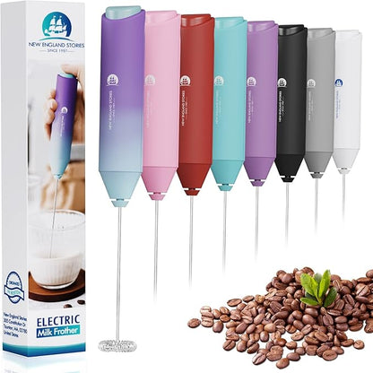 Powerful Milk Frother Handheld Foam Maker, Mini Whisk Drink Mixer for Coffee, Cappuccino, Latte, Matcha, Hot Chocolate, No Stand, North Light by NewEnglandStories