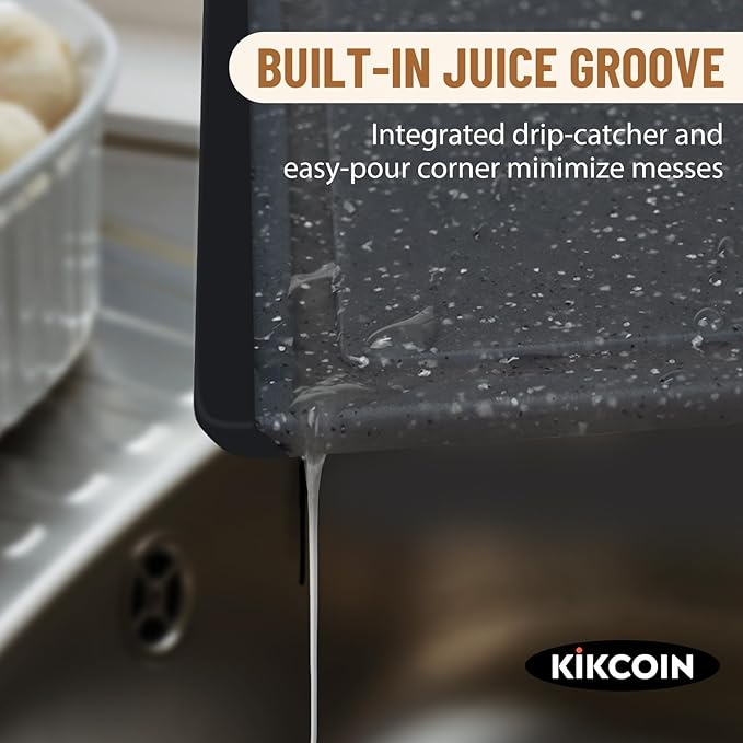 Plastic Cutting Boards for Kitchen, 3-Piece Large Cutting Board Set Dishwasher Safe Chopping Boards with Non-slip Feet and Juice Grooves, Kikcoin - Image 3