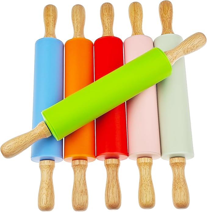 6 Pack Small Rolling Pin for Kids, Kids Rolling Pin for Home Kitchen (6 colors) (12 Inch) - Image 7