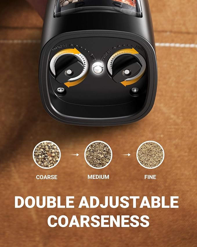 Sangcon Electric Salt and Pepper Grinder Set Shakers 2 IN 1 - USB RECHARGEABLE Salt and Pepper Mill Set All in One, Automatic Refillable Adjustable Coarseness Ceramic Grinder with Light - Image 6