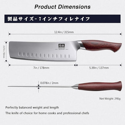 SHAN ZU 7 Inch Nakiri Knife, Japanese 10Cr15MoV High Carbon Stainless Steel Chopping Chef Knife, Professional Sharp Multipurpose Asian Kitchen Vegetable Cleaver Knife with Ergonomic Pakkawood Handle - Image 2