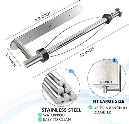 KIHOGEM Magnetic Paper Towel Holder, One Hand Operable Paper Towel Holder Wall Mount with Strong Magnetic Backing and Self-Adhesive for Kitchen Refrigerator RVs Grill Garage(Silver) - Image 4