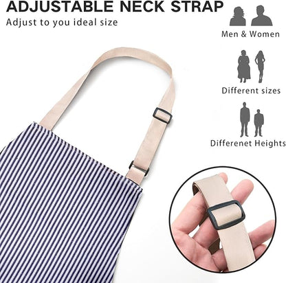 BeLuyi 2 Pack Adjustable Bib Apron with 2 Pockets Chef Cooking Kitchen Restaurant Aprons for Women Men - Image 2