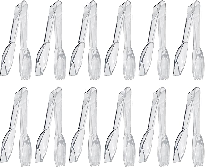 New Star Foodservice 35582 High Heat Plastic, Straight Edge Utility Tong, 6", Clear, Set of 12 by NewStarFoodservice