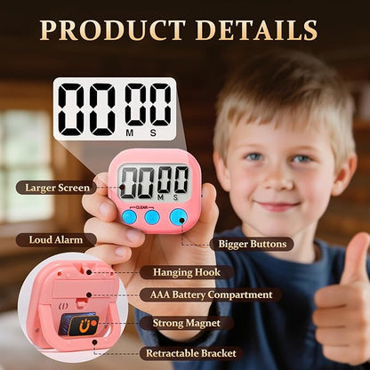 24 Pack Digital Kitchen Timer Small Classroom Timers for Kids Teachers (Blue&Pink) - Image 5
