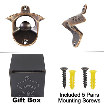 Old Style Wall Mounted Bottle Opener, Antique Copper Outdoor Beer Top Opener Wall Mounted Bottle Cap Opener for Beer Lovers Gifts (Pack of 5) - Image 5