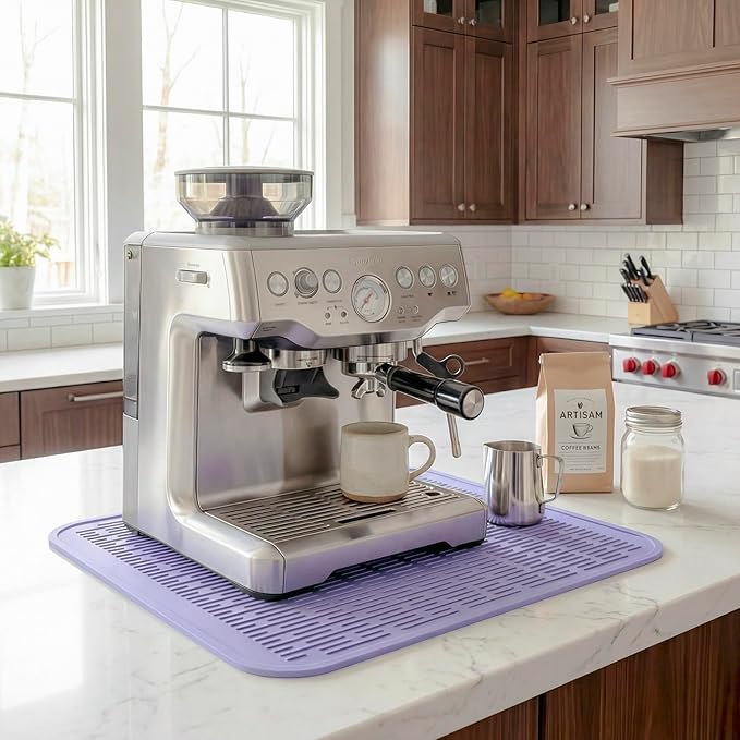MicoYang Silicone Dish Drying Mat for Multiple Usage,Easy clean,Eco-friendly,Heat-resistant Silicone Mat for Kitchen Counter or Sink,Refrigerator or Drawer Liner Light Purple XL 18 inches x 16 inches - Image 7