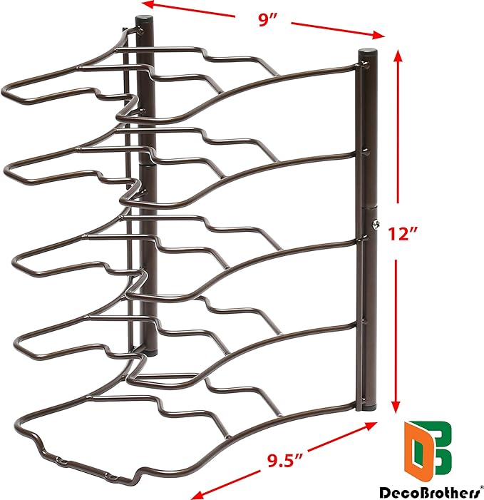 Deco Brothers Pan Organizer Rack for Kitchen Cabinet and Counter, Bronze - Image 2