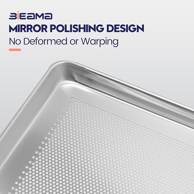 BIEAMA 12 Pack Half Size 18" x 13" Aluminum Baking Sheet Pan Perforated, Commercial Bakery Equipment Cookie Sheets, NSF Approved Baking Tray - Image 4