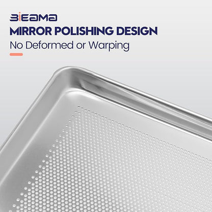 BIEAMA 12 Pack Full Size 26" x 18" Aluminum Baking Sheet Pan Perforated, Commercial Bakery Equipment Cookie Sheets, NSF Approved Baking Tray - Image 4