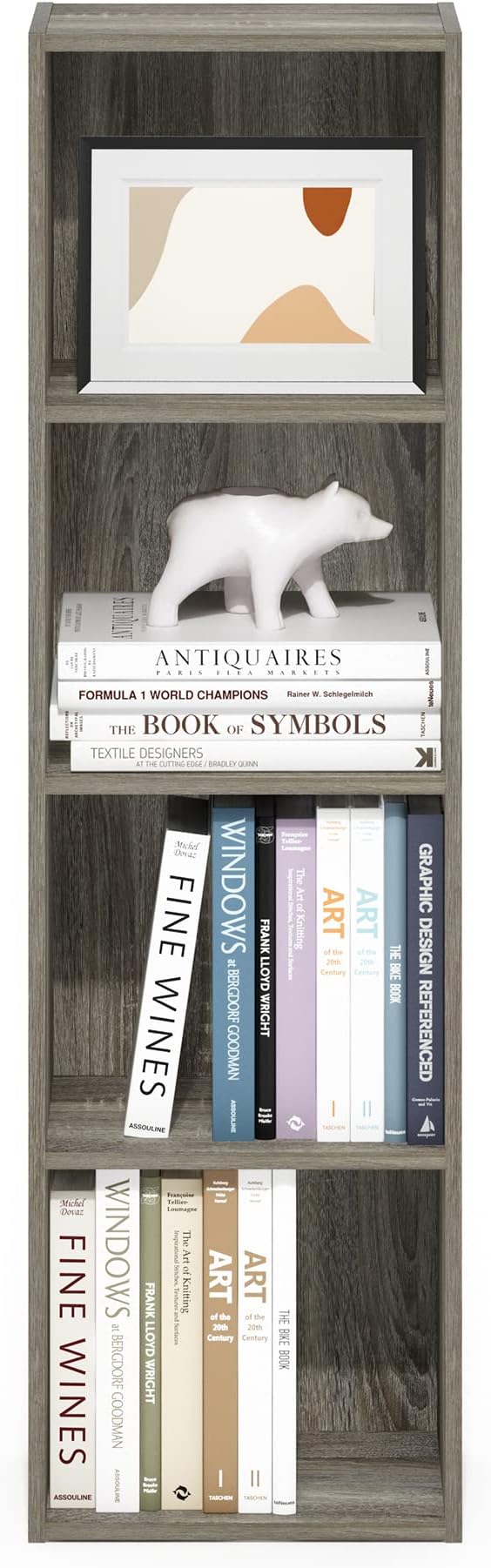 Furinno PASIR Book Shelf, 4-Tier Modern Bookshelf, Open Shelves Bookcase 9 x 12 x 42, Easy Assembly, for Living Room, Bedroom, Home Office, French Oak - Image 6