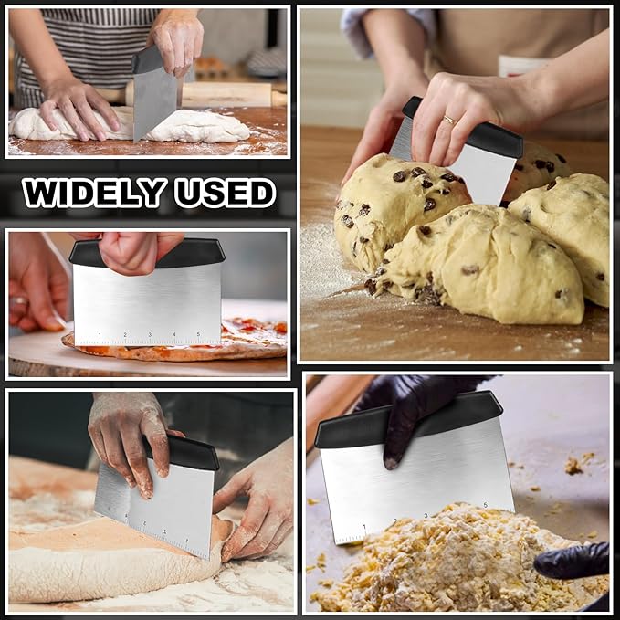 Bench Scraper,Dough Scraper,Premium Stainless Steel Dough Cutter with Measuring Scale,Multi- Purpose Food Scraper for Pastry,Cake,Pizza,Bread,Cooking - Image 6