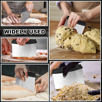 Bench Scraper,Dough Scraper,Premium Stainless Steel Dough Cutter with Measuring Scale,Multi- Purpose Food Scraper for Pastry,Cake,Pizza,Bread,Cooking - Image 6