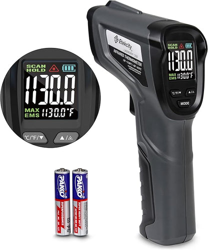 Etekcity Temperature Gun Infrared Thermometer -58°F 1130°F, Digital Laser Heat Gun with Adjustable Emissivity & Max Measure for Pizza Ovens, Griddles, Meat, Refrigerators, Engine, HVAC, Kitchen & Pool by Etekcity