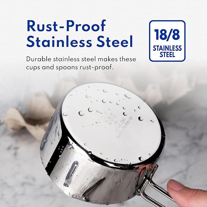 New Star Foodservice 42917 Stainless Steel 8-Piece Measuring Cups and Spoons Combo Set - Image 7