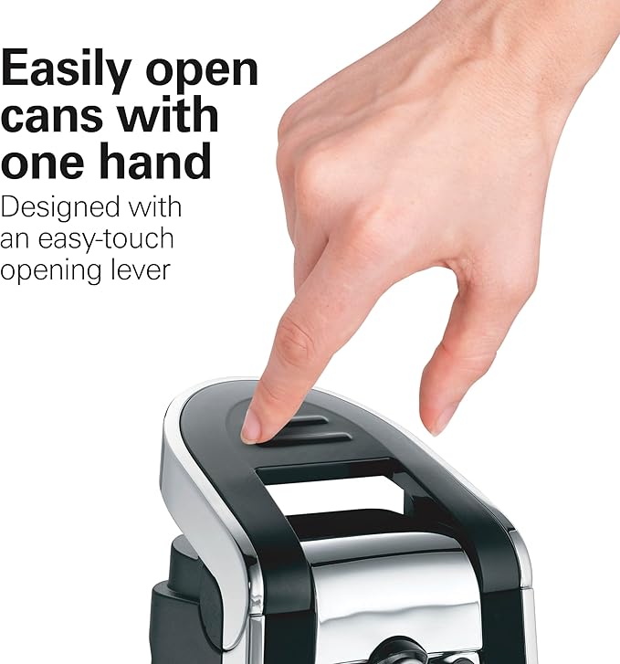 Hamilton Beach Smooth Edge Electric Automatic Can Opener for Kitchen with Easy Push Down Lever,Extra Tall,Includes Stainless Steel Scissors,Black and Chrome (76607),(Pack of 2) - Image 3