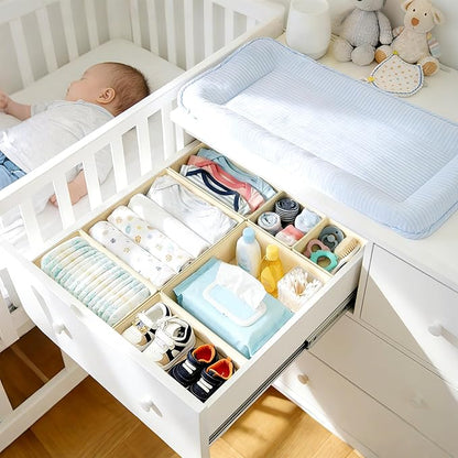 DIMJ Drawer Organizer Clothes, 30 Pack Dresser Organizer, Foldable Closet Organizers and Storage, Fabric Dresser Bins, Drawer Dividers for Nursery, Baby Clothes, Underwears, Sock,Beige - Image 3