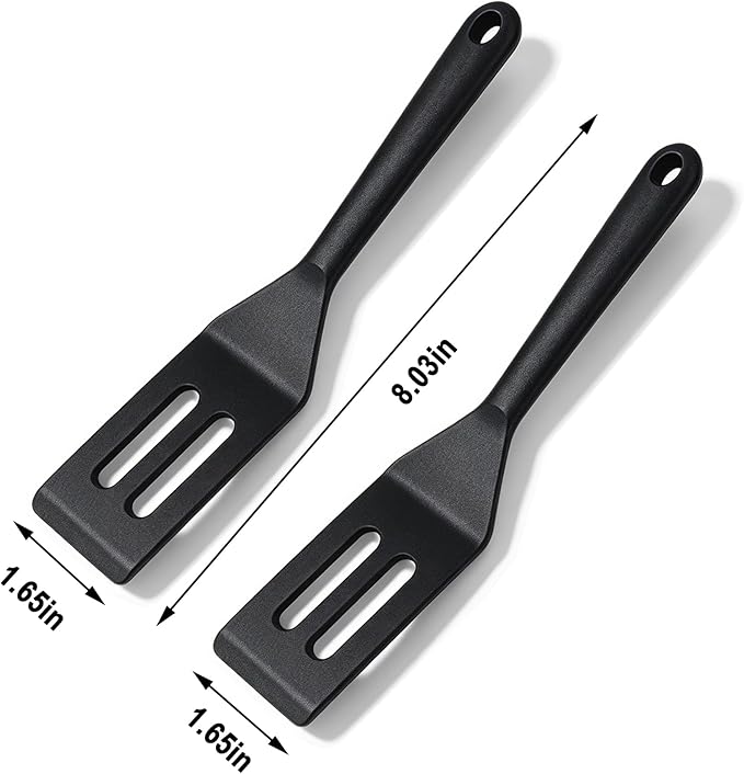 2 Pack Mini Silicone Spatula Set, Heat Resistant Small Thin Spatulas for Nonstick Cookware, Kitchen Cooking Baking Utensils