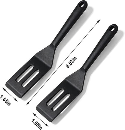 2 Pack Mini Silicone Spatula Set, Heat Resistant Small Thin Spatulas for Nonstick Cookware, Kitchen Cooking Baking Utensils