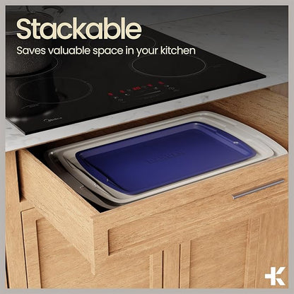 Bakken Swiss Cookie Sheet 3 Piece Set - Non-Stick, Stackable Baking Pans, Deluxe Ceramic Coating – Dishwasher Safe - for Home Baking - Image 6