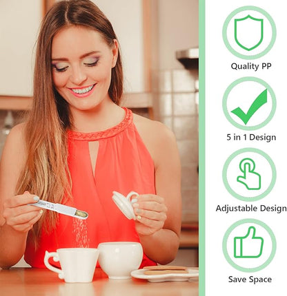 6 Pcs Adjustable Measuring Spoon Plastic Tablespoon and Teaspoon Set Baking Cooking Spoon Set for Chef Measuring Metering Kitchen Dry Liquid Ingredients Powder, 2 Sizes(White) - Image 6