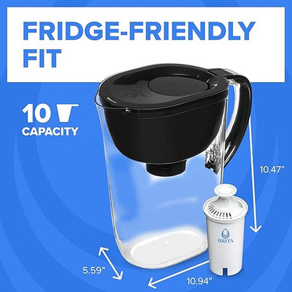 Brita Large Water Filter Pitcher for Tap and Drinking Water with SmartLight Change Indicator, Includes 1 Standard Filter, BPA-Free, Lasts 2 Months, 10-Cup Capacity, Stretch Limo Black - Image 7