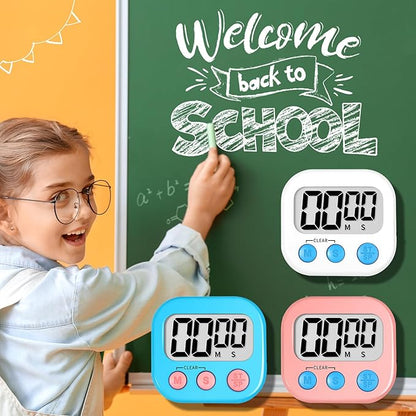 ZILLEEN 12 Pack Kitchen Timers for Cooking Digital Classroom Timers for Kids Teachers White Pink Blue - Image 6