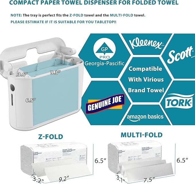 Multifold Paper Towel Dispenser Countertop: Modunful Z Flod/Tri Fold Hand Towel, Commercial Napkin Dispenser for Home, Kitchen, Bathroom, Toilet, Bedroom - Image 3