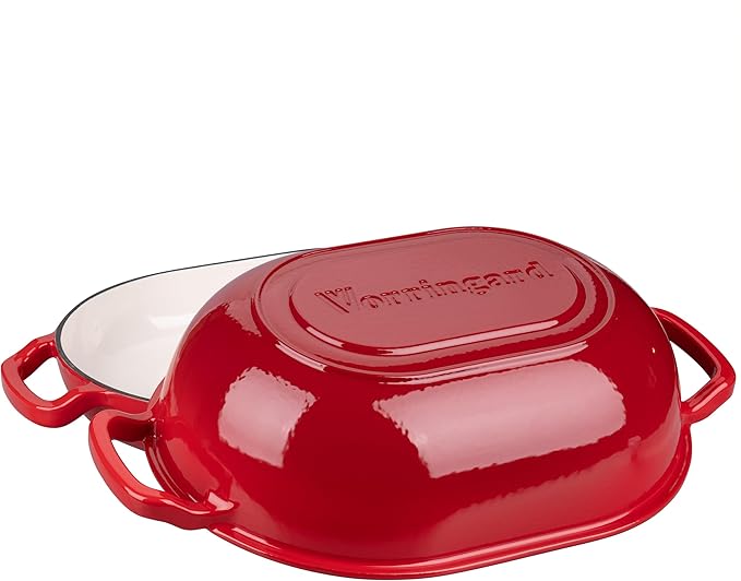 VORRINGARD Enameled Cast Iron Sourdough Bread Oven, Dutch Oven, Loaf Cast Iron Bread Pan for Homemade Bread Baking, Meatloaf Pan with Lid, 7QT, Red - Image 4