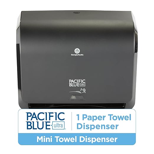 Georgia-Pacific Pacific Blue Ultra 9" Mini Automatic Paper Towel Dispenser by GP PRO (Georgia-Pacific), Black, 54518, 14.1" W x 6.5" D x 11.1" H - New Version - Image 2
