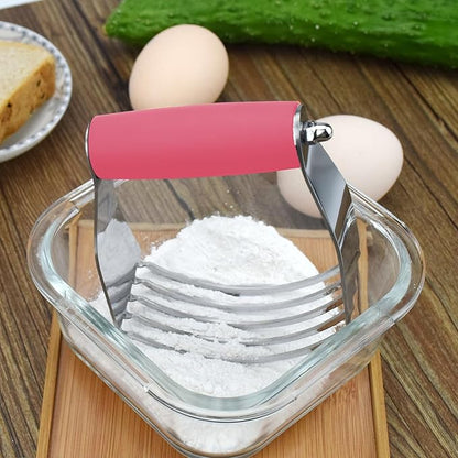 Dough Blender Heavy Duty Pastry Cutter Stainless Steel Butter Cutter Professional Baking Tool For Mixing Flour Butter (Pink) - Image 5