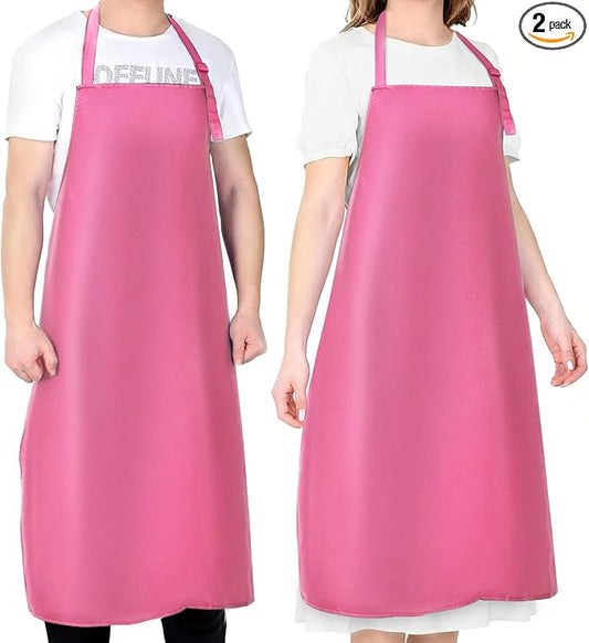 2 Pack Waterproof Rubber Vinyl Apron 40 Inch Chef Aprons for Men Heavy Duty Chemical Work Apron Extra Long Grilling Aprons with Adjustable Bib Apron for Dishwashing Lab Butcher Cooking Kitchen PINK by Gotega