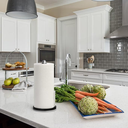Blue Donuts Countertop Paper Towel Holder with Weighted Base - Easy One-Handed Tear, Modern Design, Black