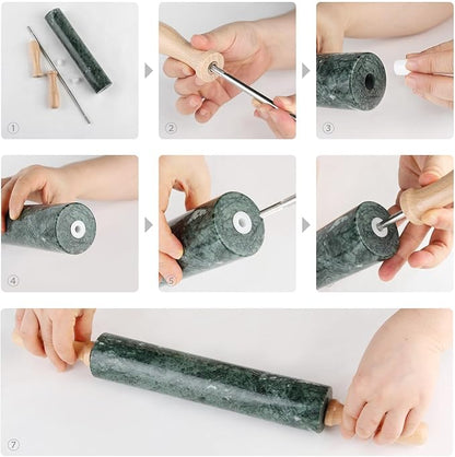 Koville Marble Rolling Pin, Non-Stick Stone Dough Roller, Rolling Pin for Baking,Pasta, Dumpling, Ravioli, Fondant,Pie Crust, Kitchen Baking Pastry Tools - Image 7