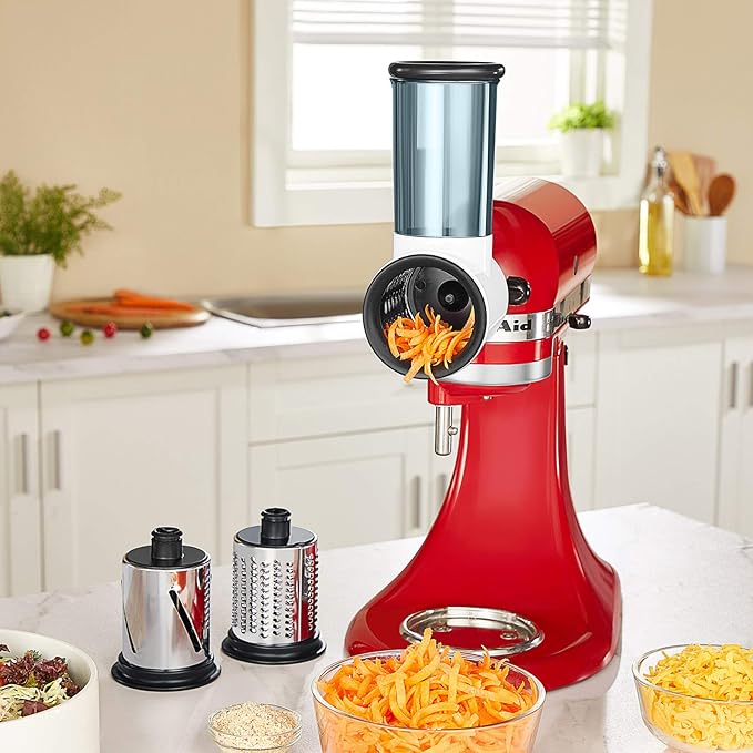 Slicer Shredder Attachment for KitchenAid Stand Mixer, Cheese Grater Attachment for KitchenAid Stand Mixer, Food Processor with 3 Blades by HOZODO - Image 2