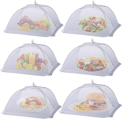 6 Pack Food Covers for Outside Mesh, Food Nets for Outdoors Large Food Covers, Food Tents Screen Outside,Reusable Pop-Up Umbrella Food Nets for Picnics, Parties, BBQs